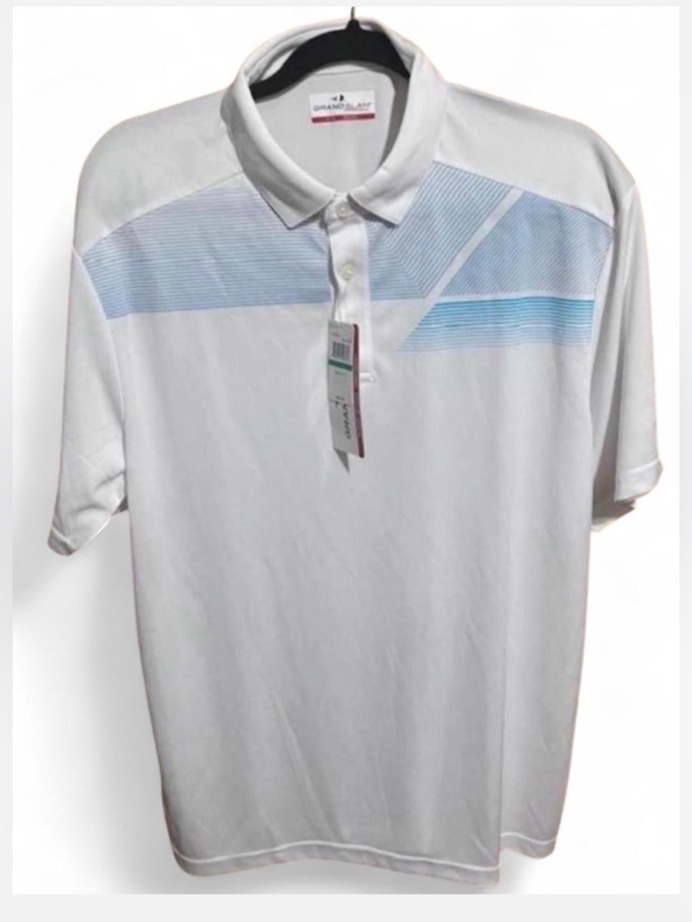 Grand Slam Men's White and Blue Polo Shirt /Large
